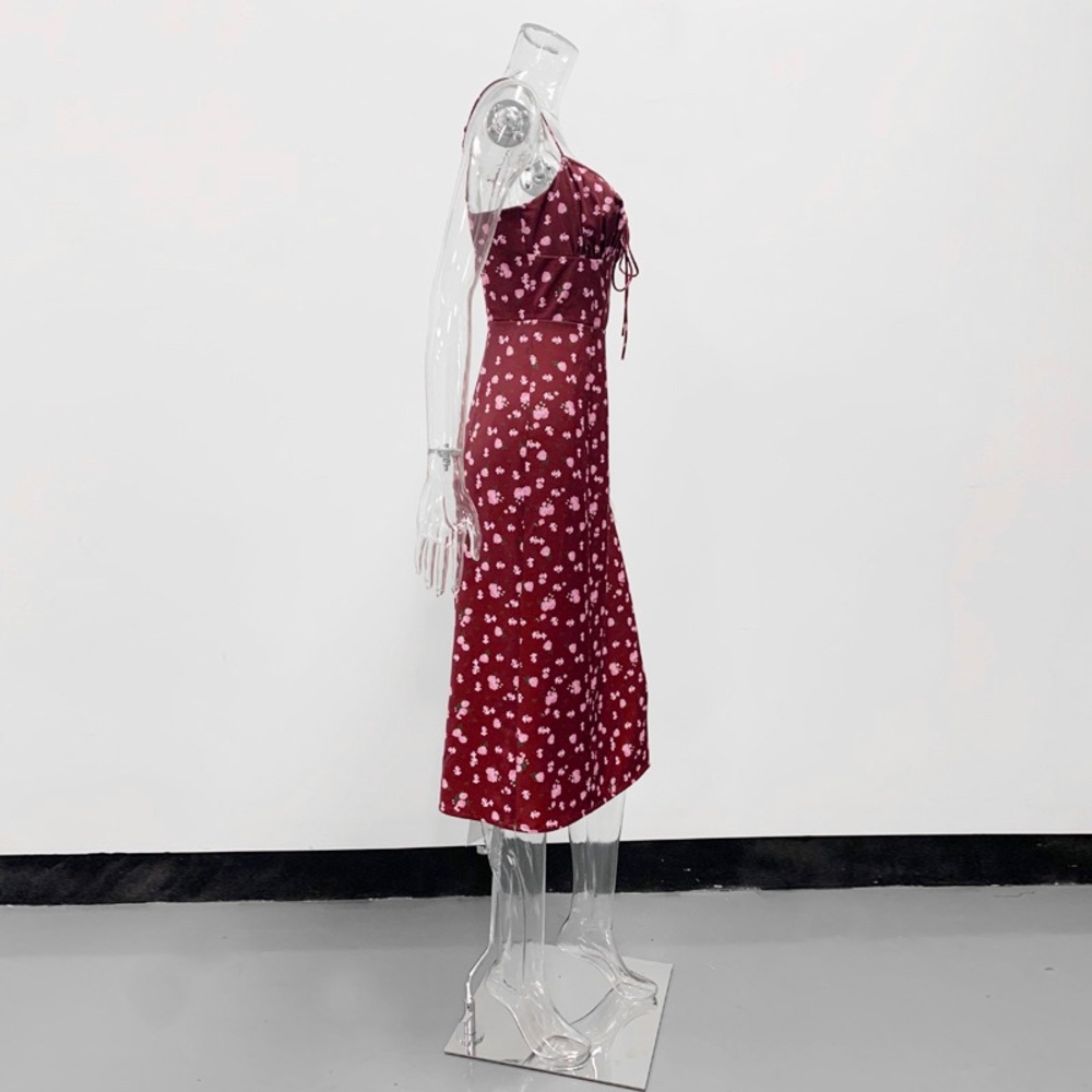 Casual Strapless Split Spaghetti Strap Dress - image 5